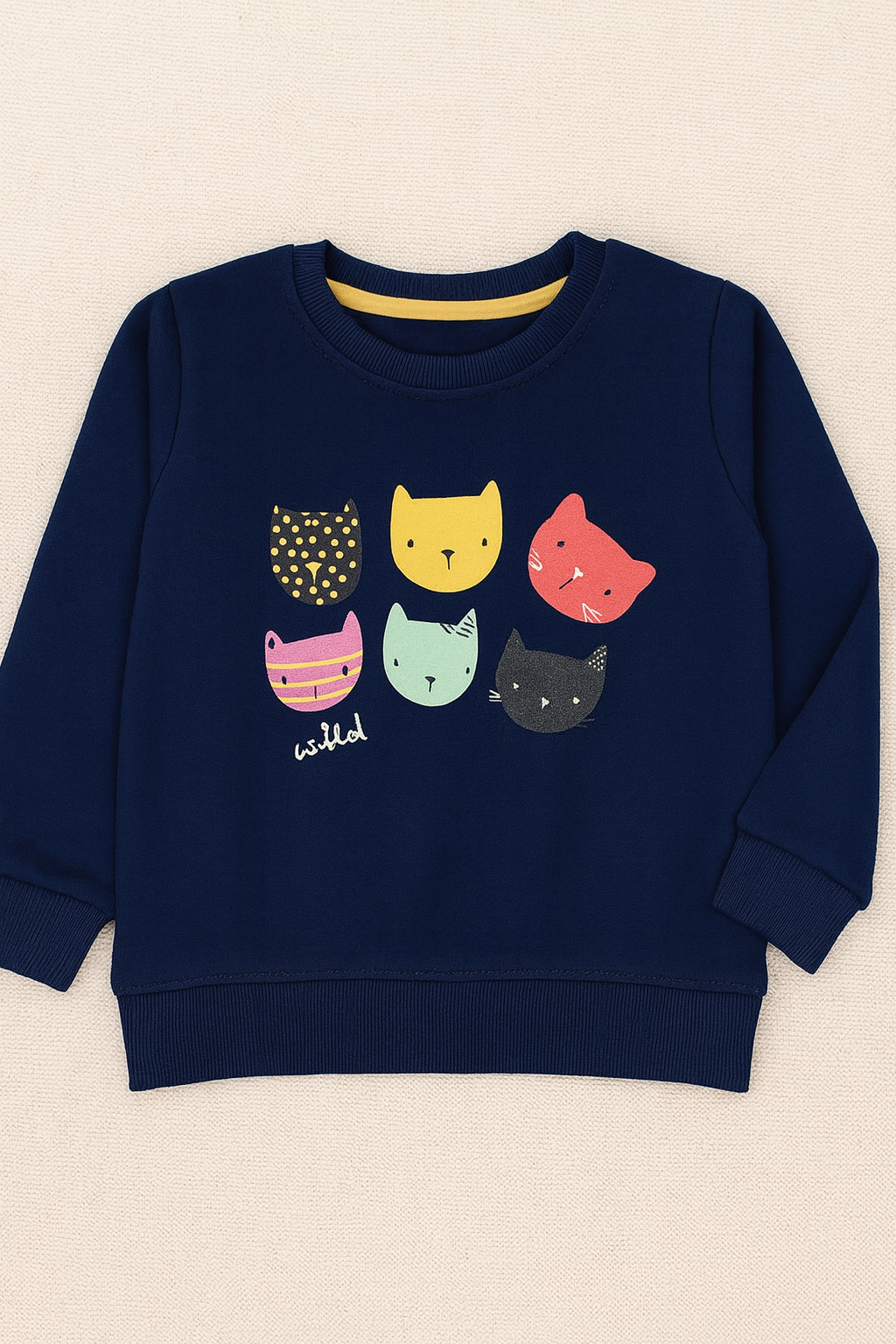 Playful Cats Graphic Sweatshirt – Navy Blue