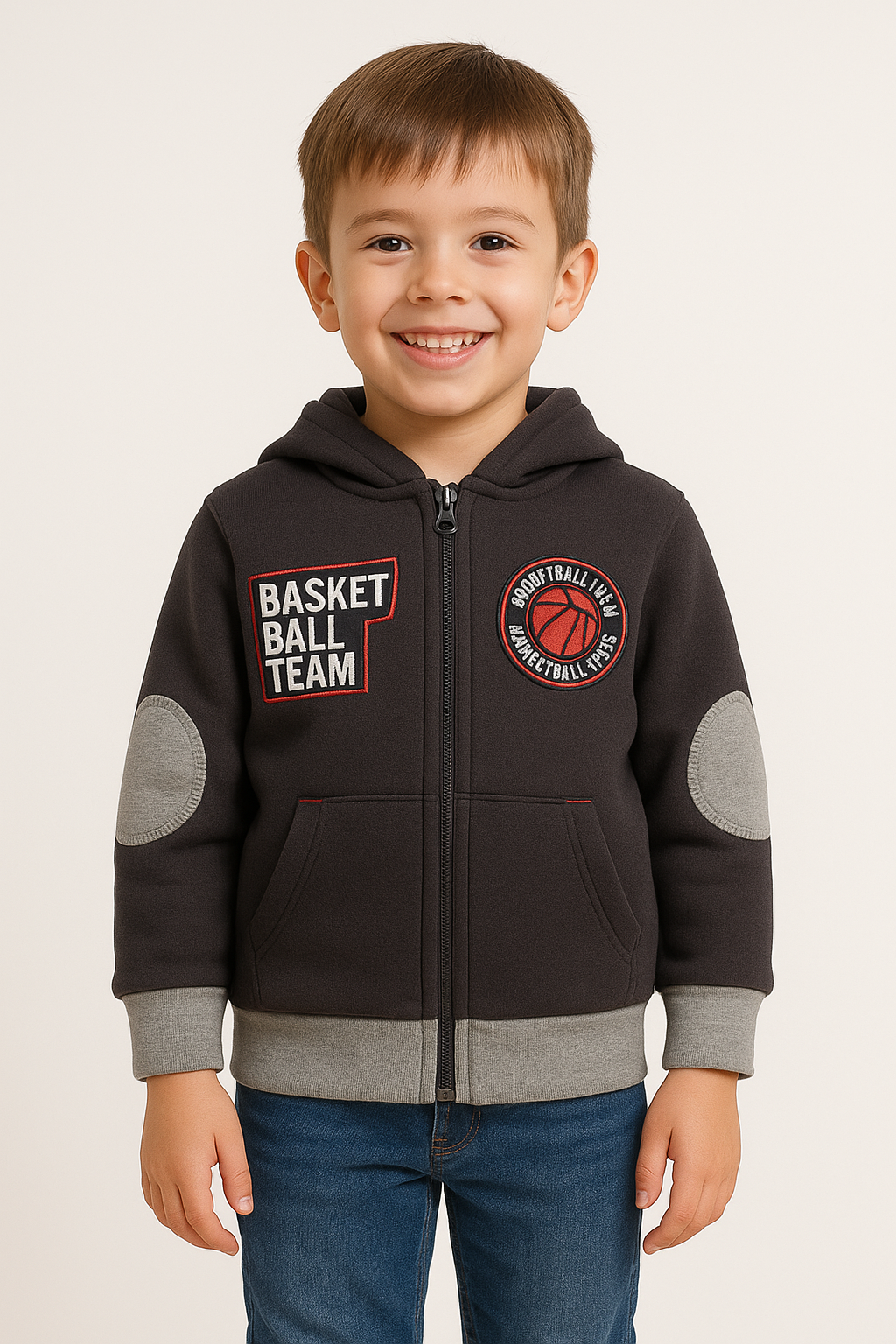 Boys “Basketball Team” Zip-Up :ROLLOVER