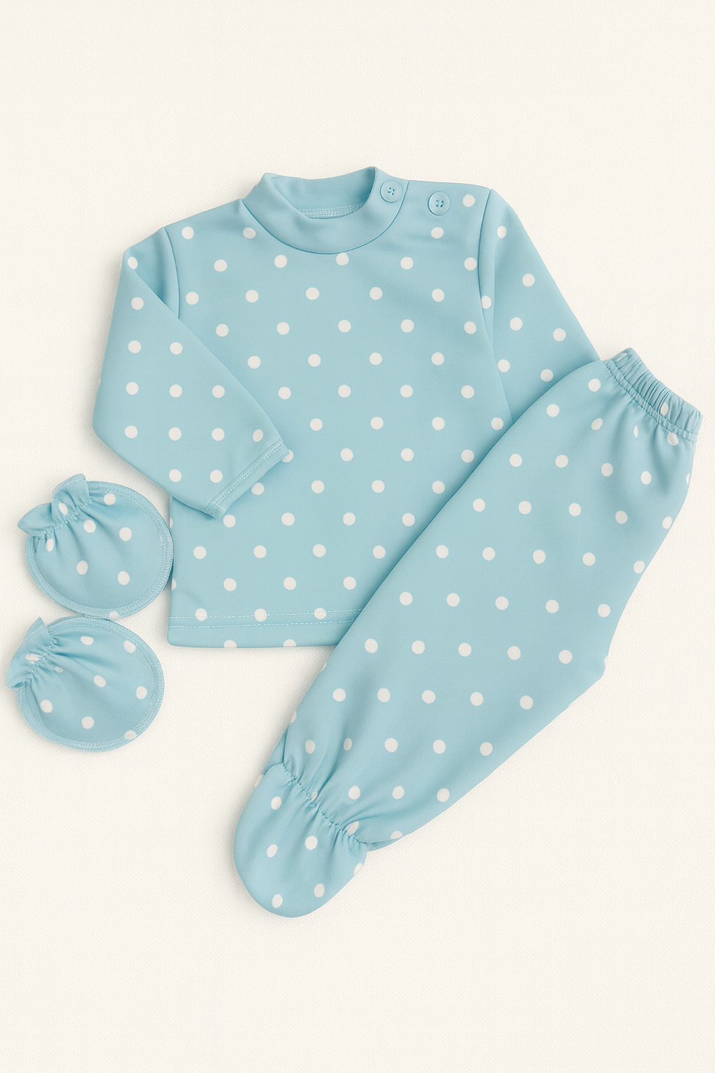 Baby Sky Blue Polka Dot 3-Piece Set