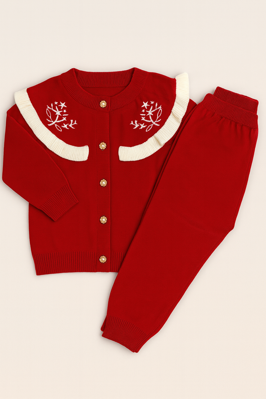 Red Knitted Baby Girl Outfit