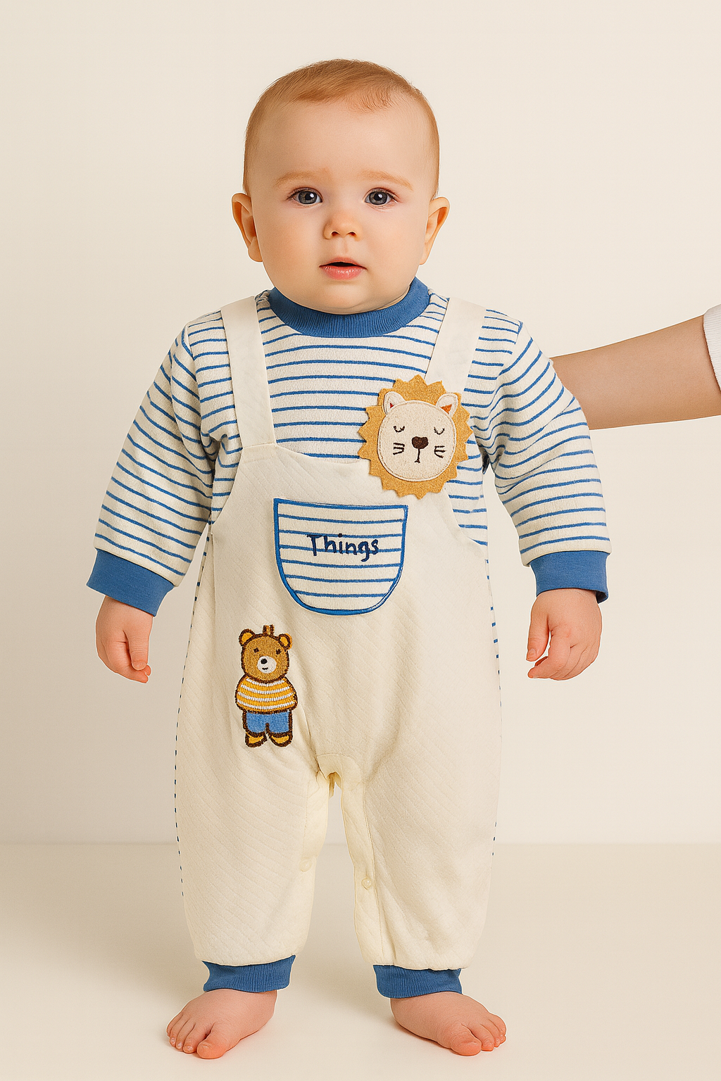 Striped Lion Baby Jumpsuit