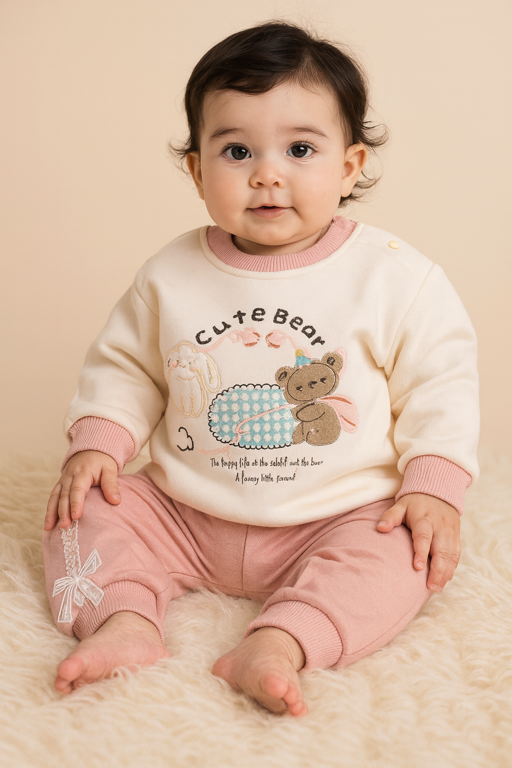 2-piece Cute Bear Outfit Set