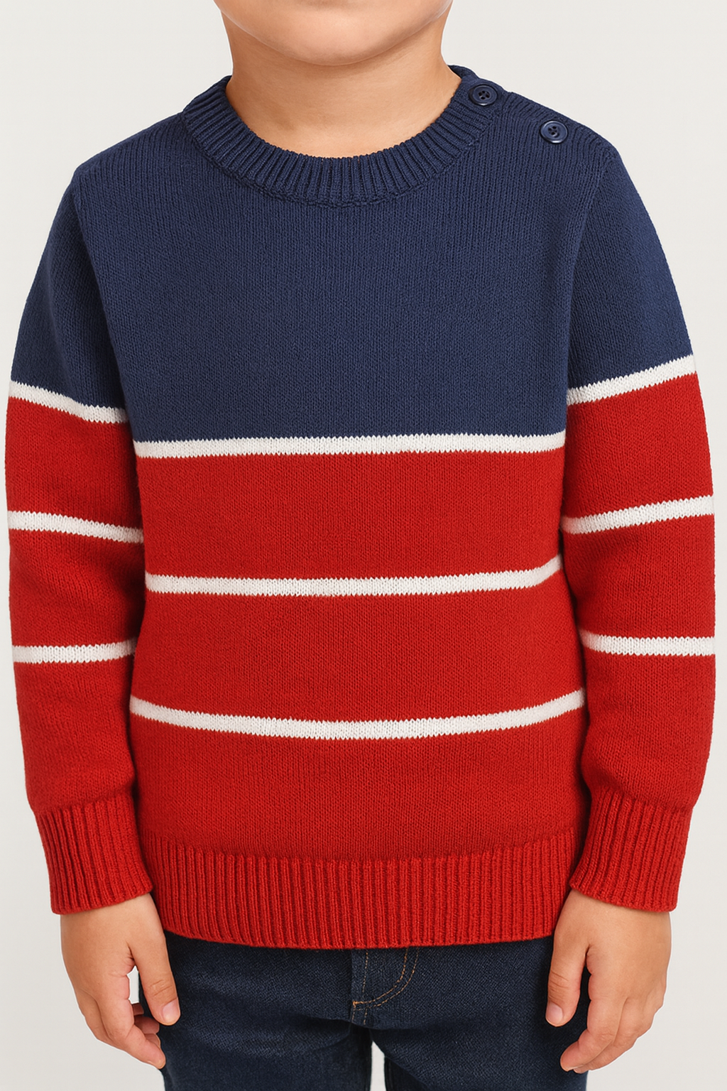 Boys Striped Sweater (Red & Navy Blue): Mini Minors
