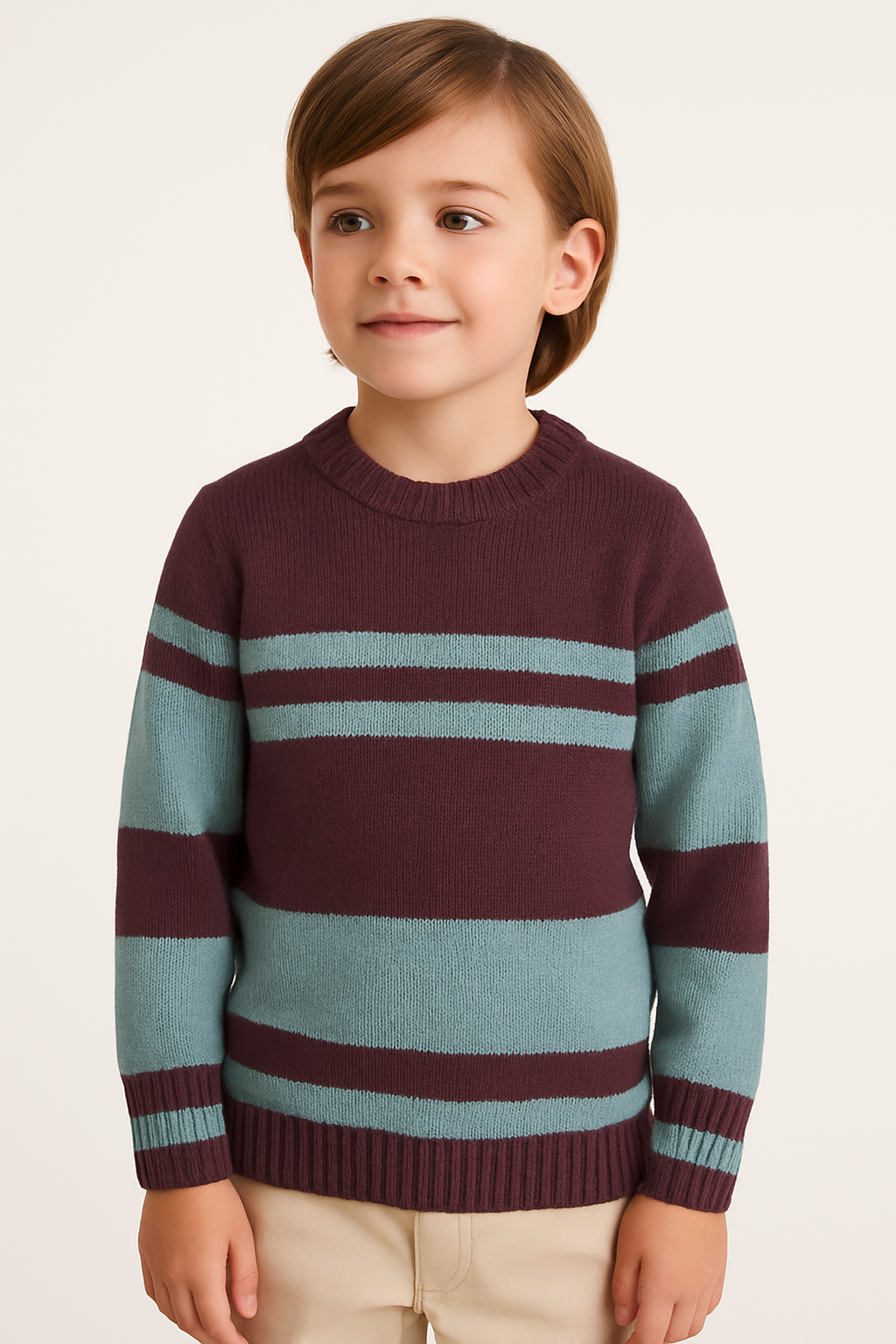 Boys Striped Sweater (Plum & Teal) : Mini Minors