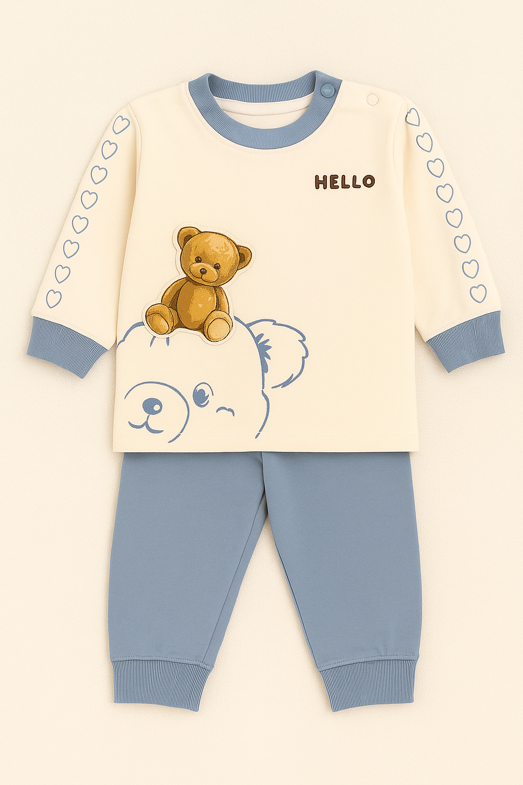 Baby Teddy Bear 2-Piece Outfit: Ice Blue