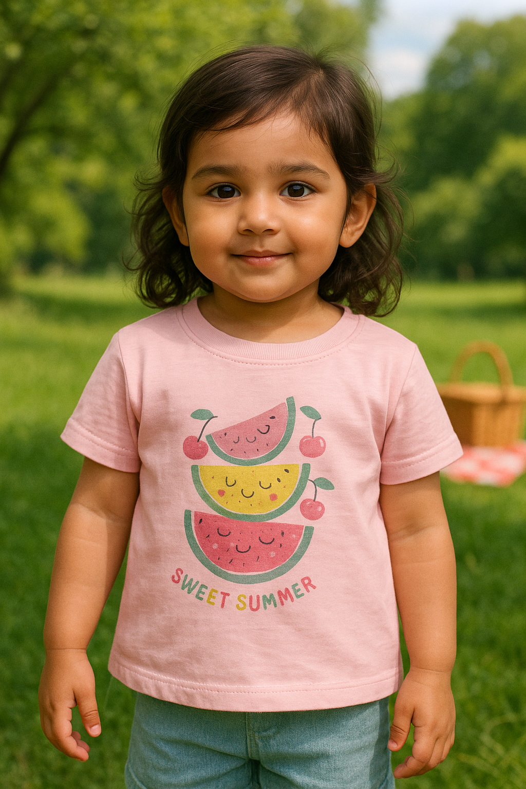 Pink embossed water melon T-Shirt