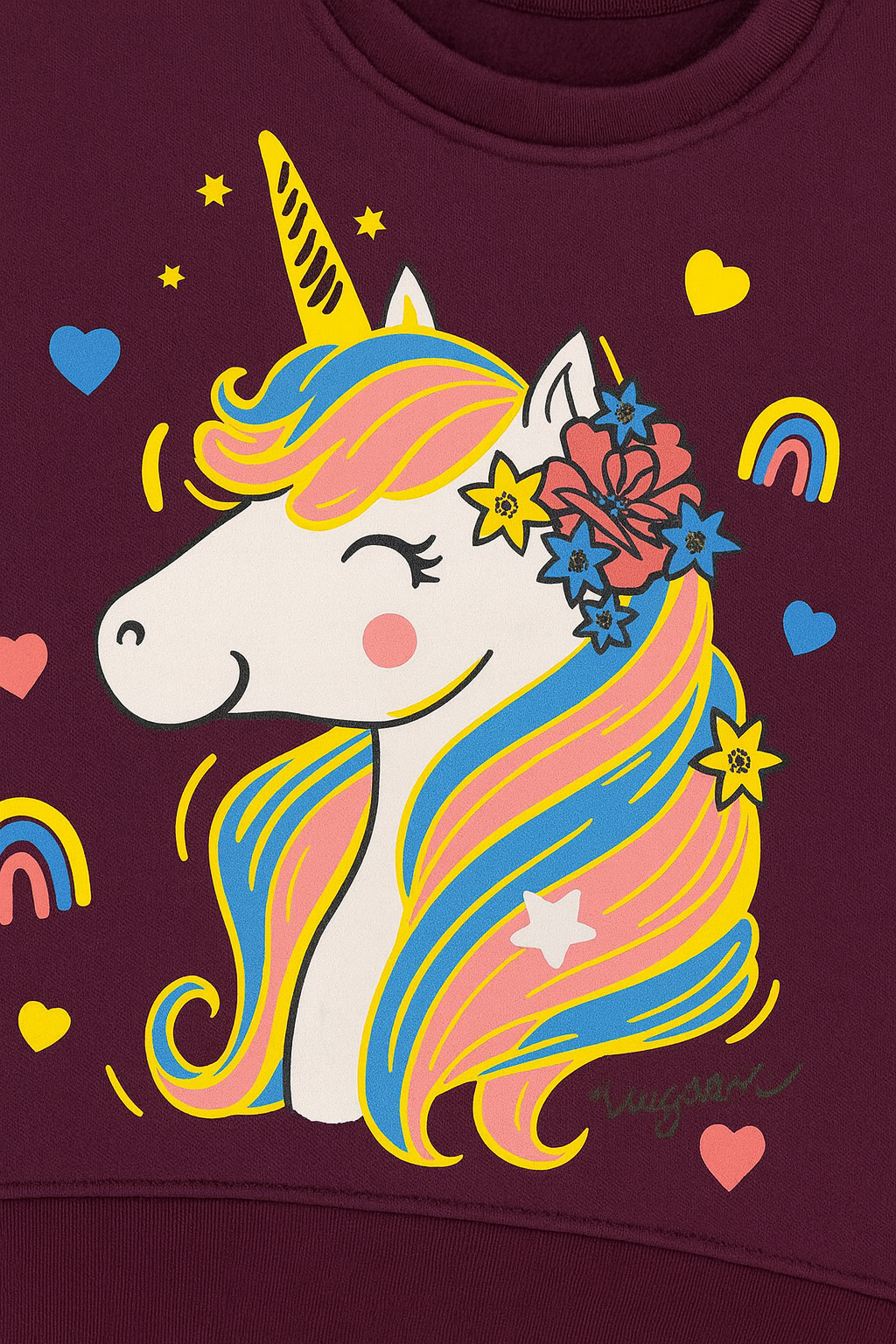 Girls Unicorn Print Sweatshirt: