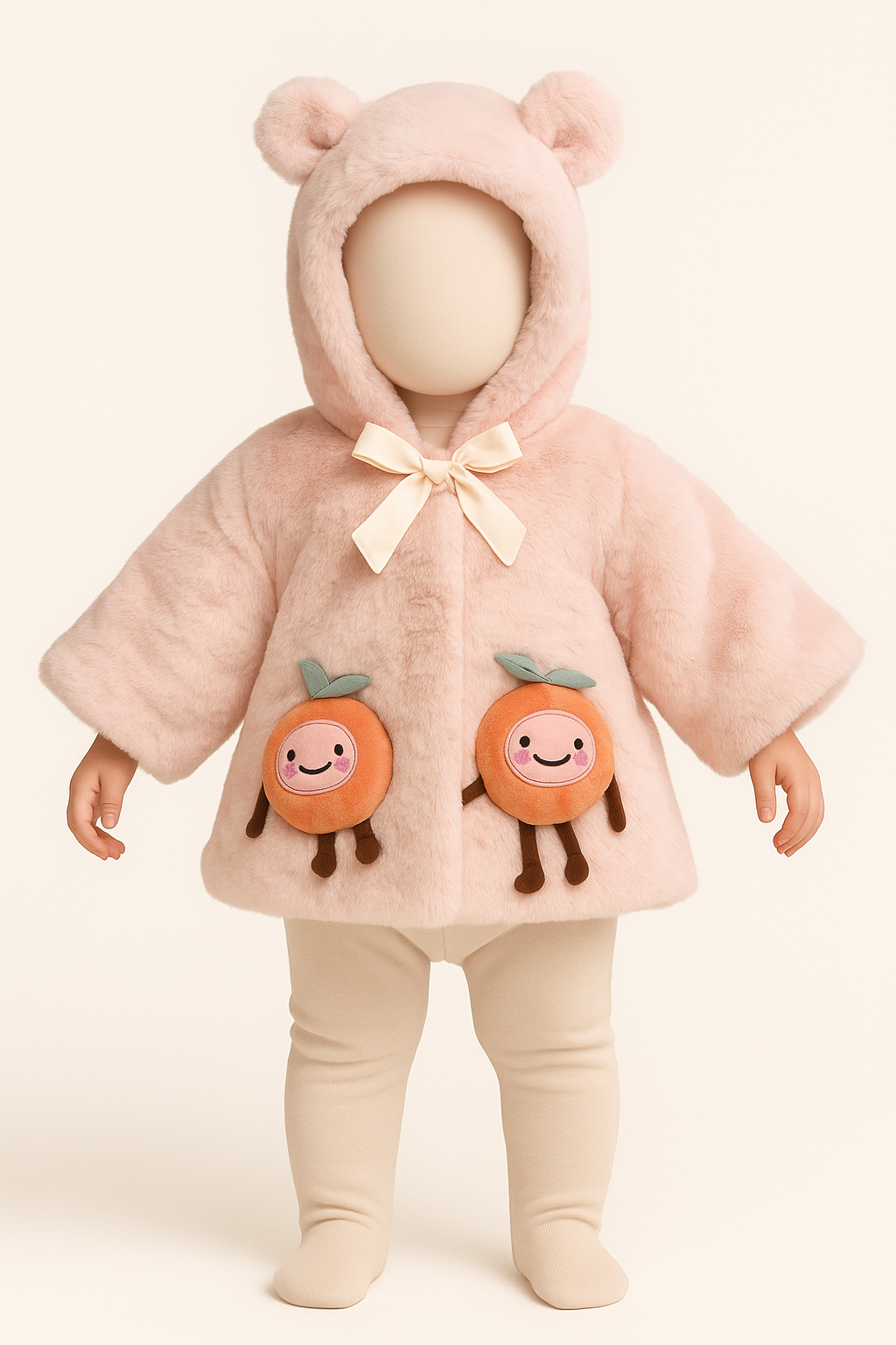 Pink Furry Baby Coat with Hood