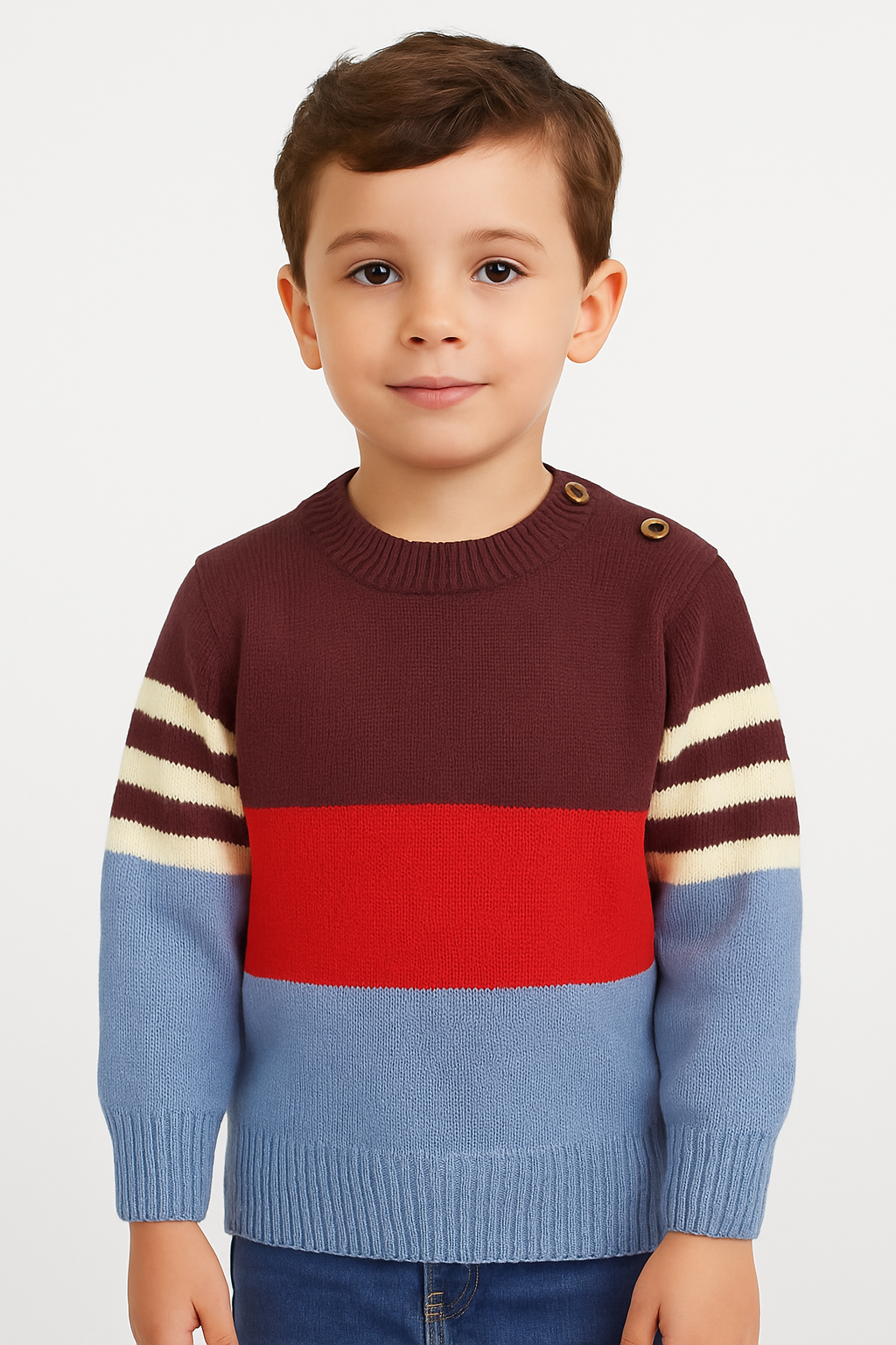 Boys Striped Sweater (Maroon & Blue): Mini Minors