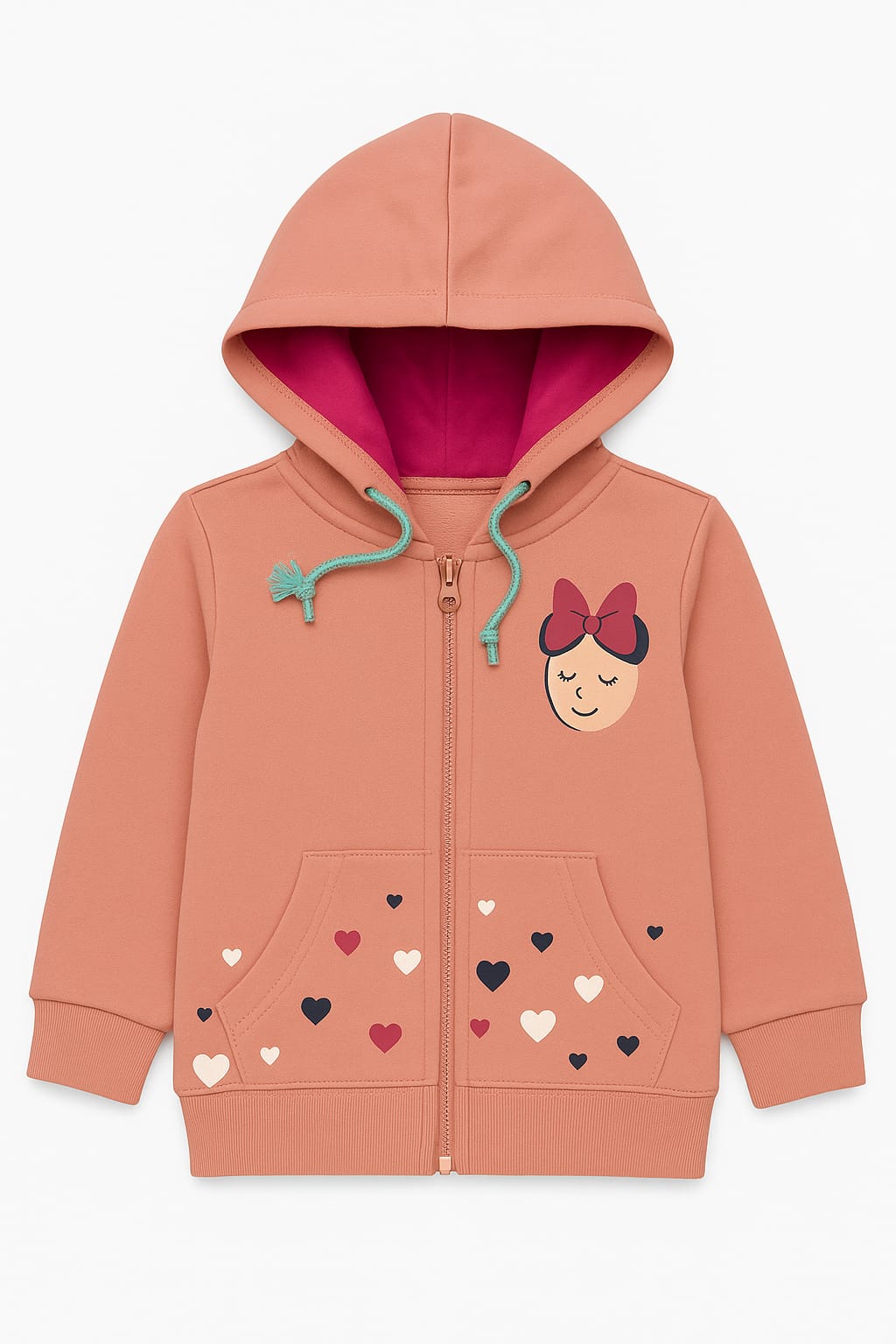 Peach zip-up hoodie:Mini Minors
