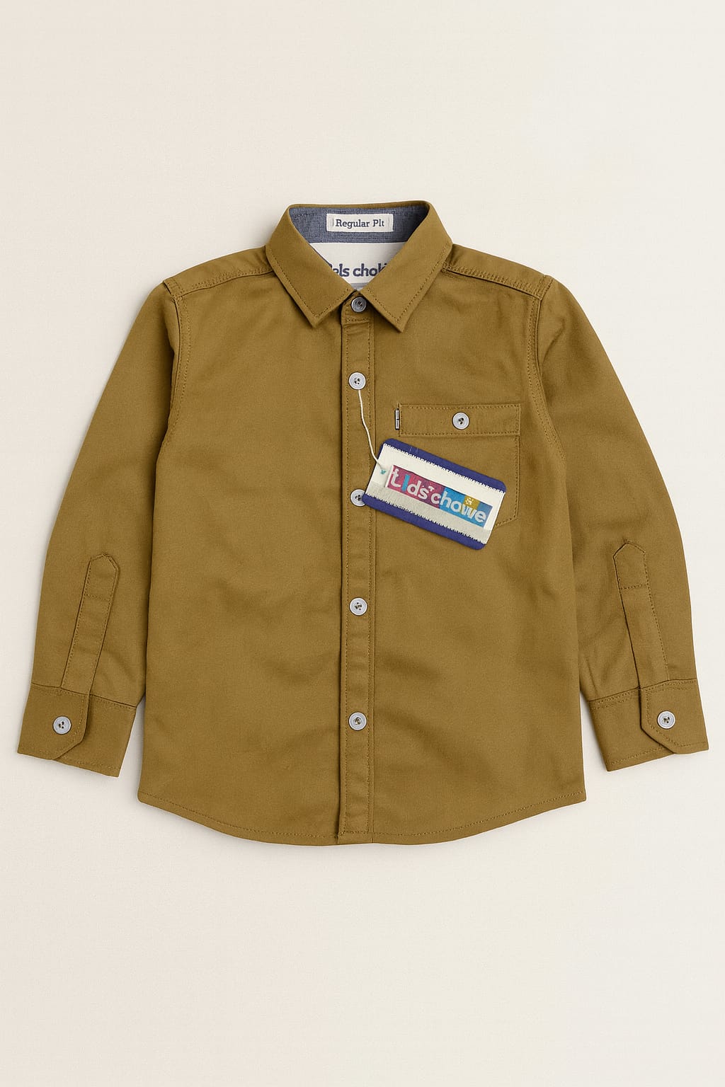 Boys Button-Down Shirt: Camel Color