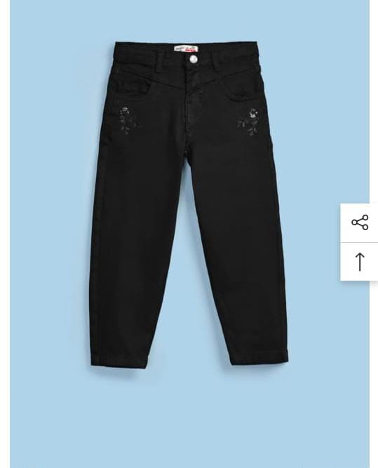 Black Denim Jeans -Embroidered