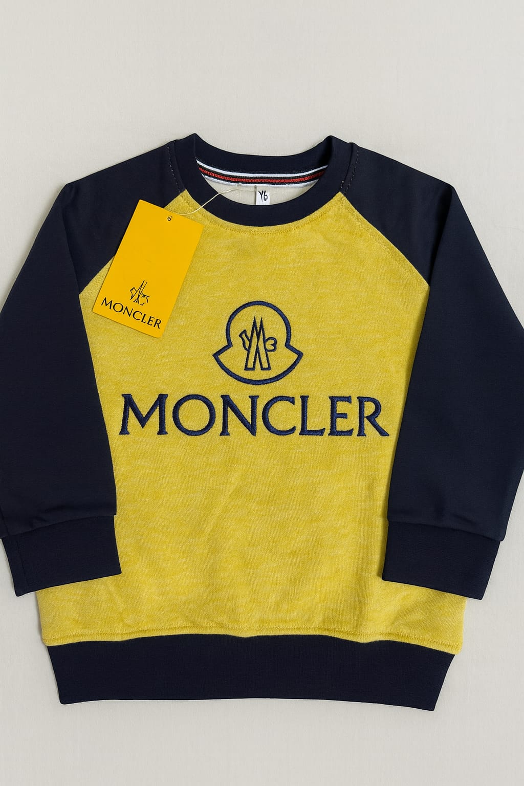 Moncler Kids Yellow & Navy Sweatshirt: