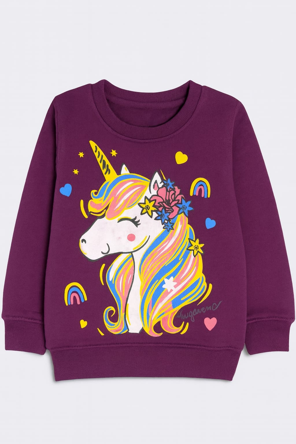 Girls Unicorn Print Sweatshirt: