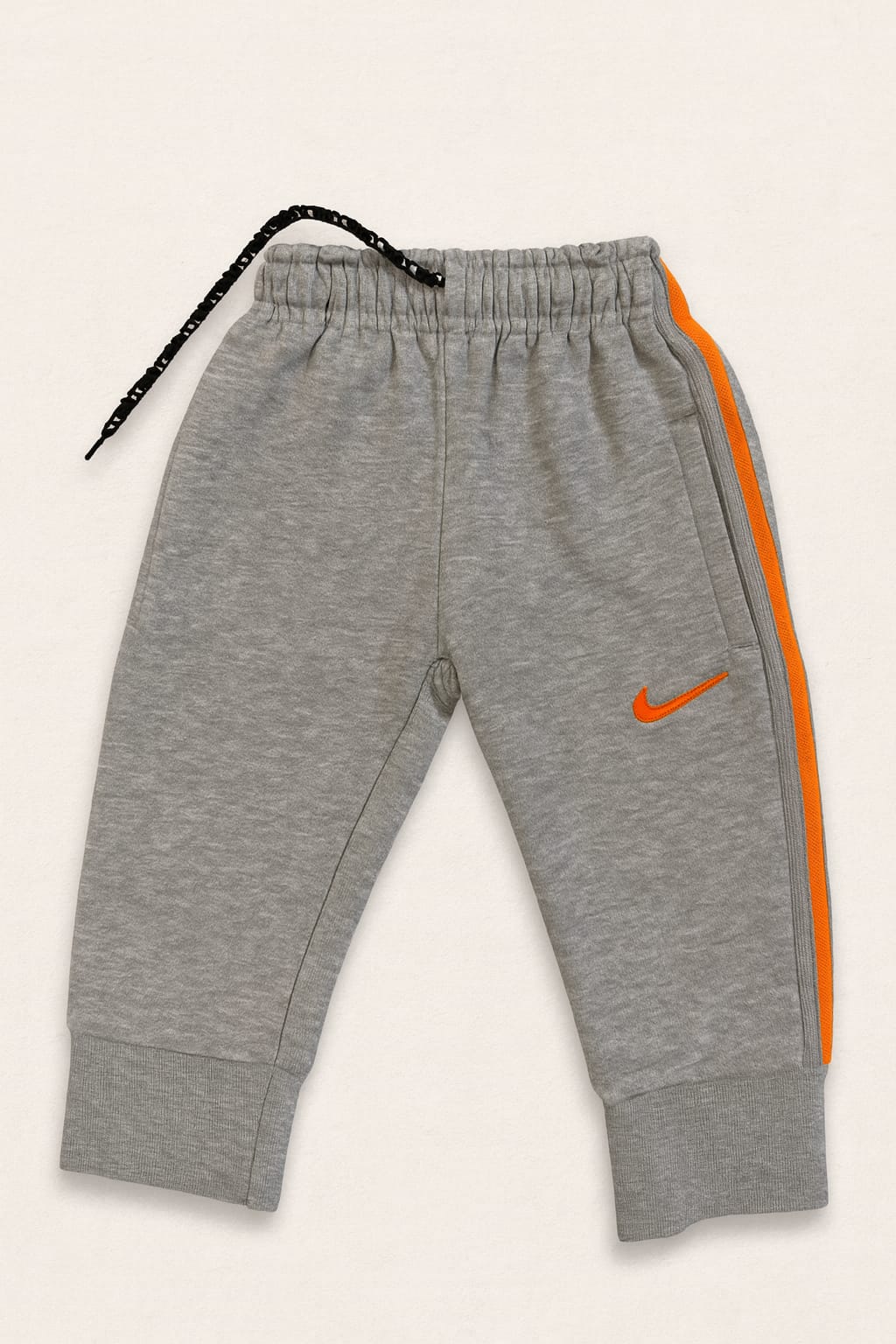 👟 Boys’ Grey Jogger Pants with Orange Side Stripe