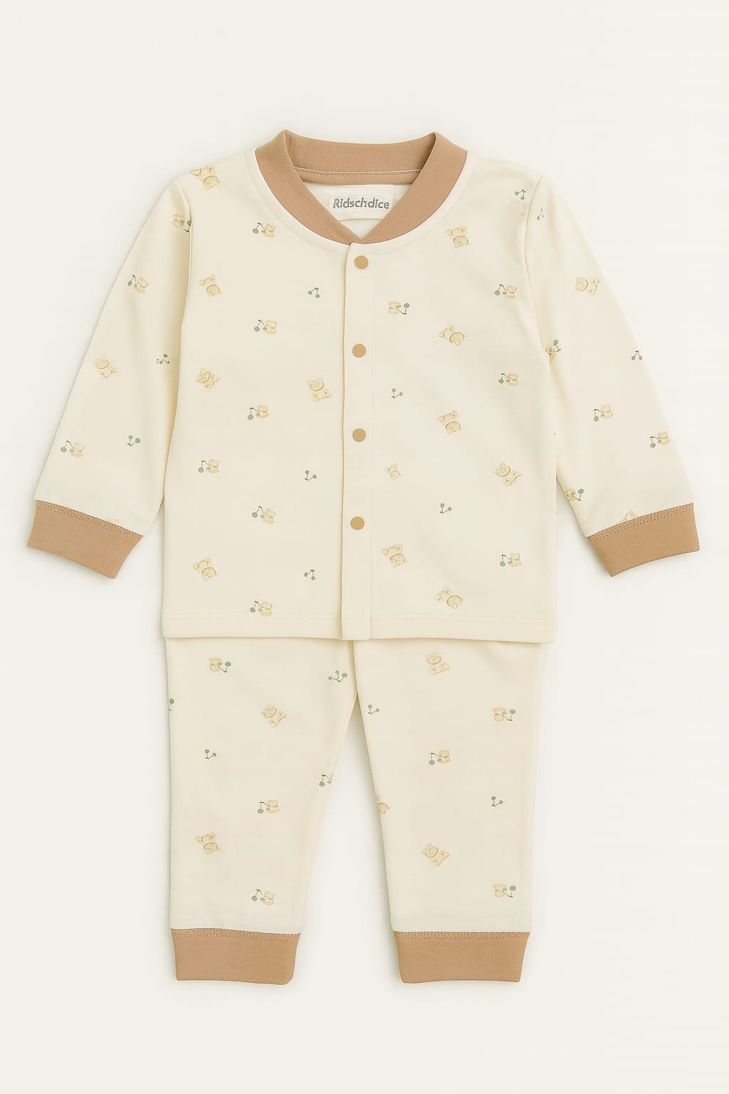 Baby Cream Cotton 2-Piece Set: Teddy Bear Imported Stuff