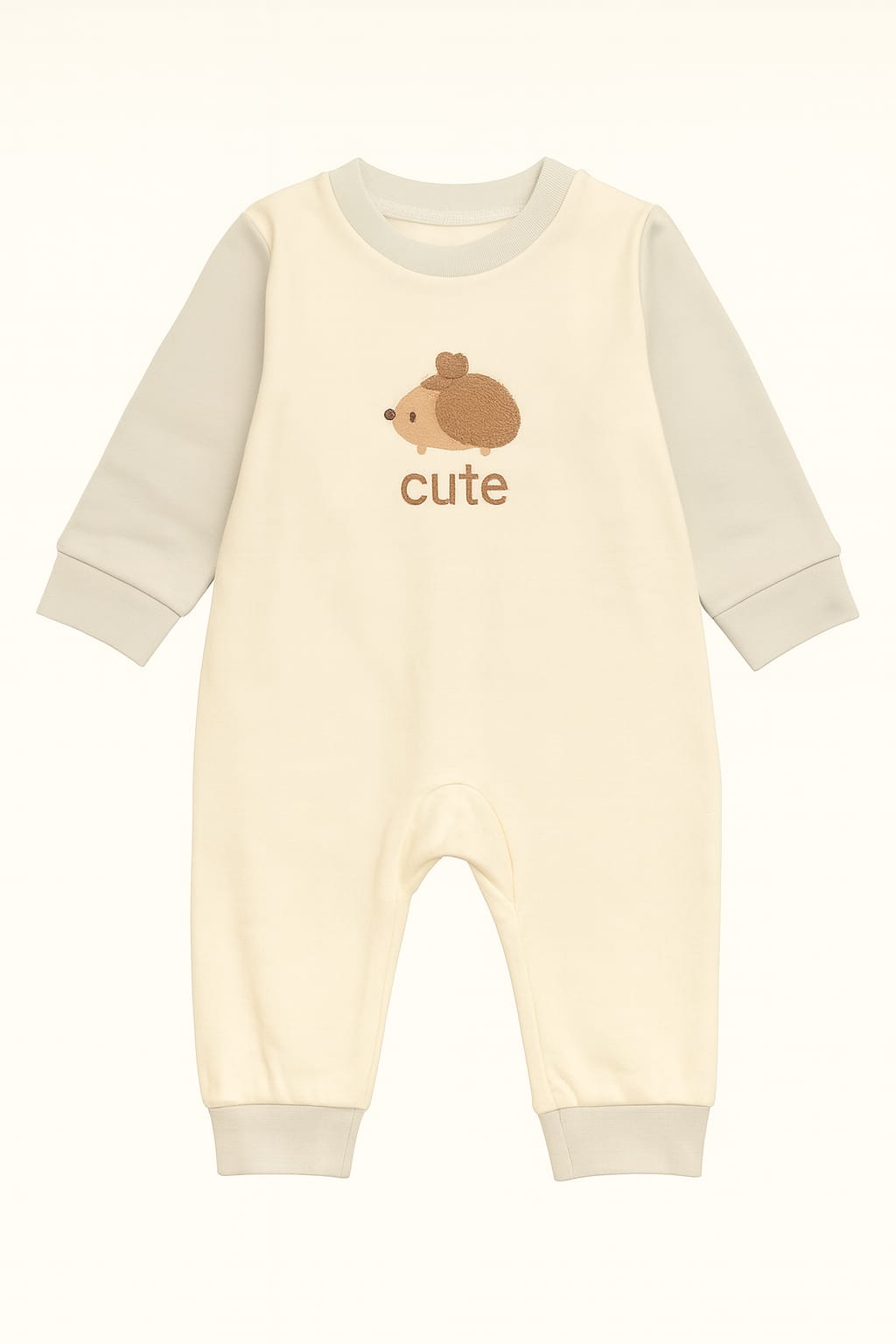 Hedgehog & Apple Baby Romper – Cream