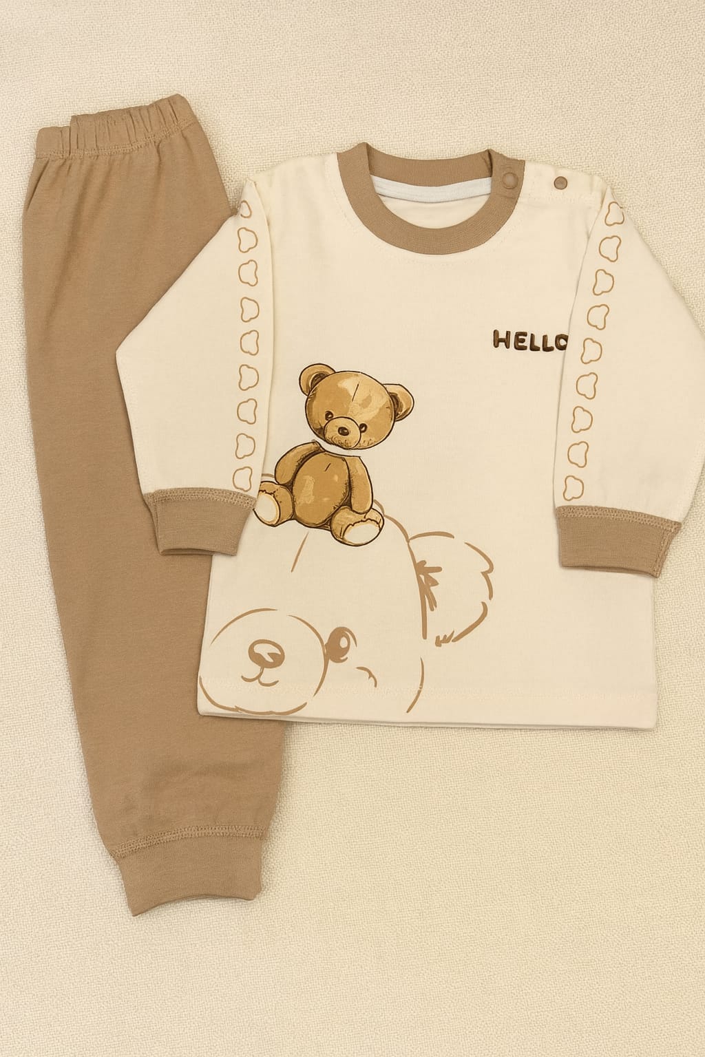 Baby Teddy Bear 2-Piece Outfit – Beige & Cream Imported Stuff