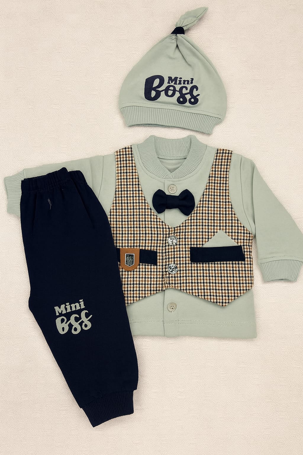 Mini Boss 3-Piece Baby Outfit – Pistachio Green