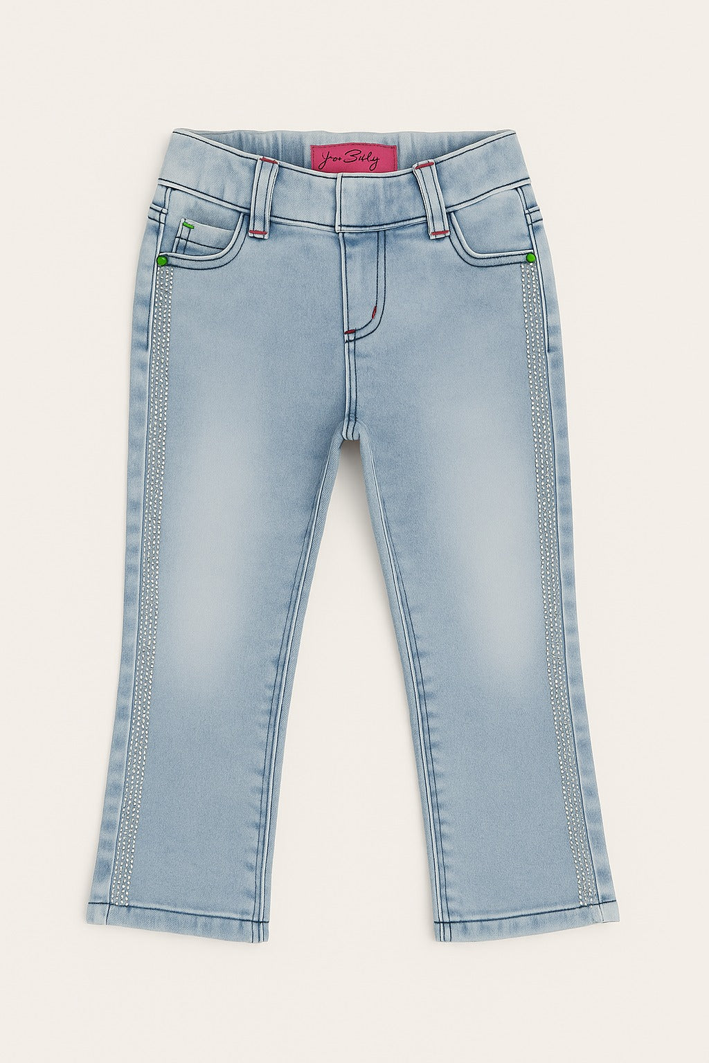 Girls' Light Wash Rhinestone Flare Jeans