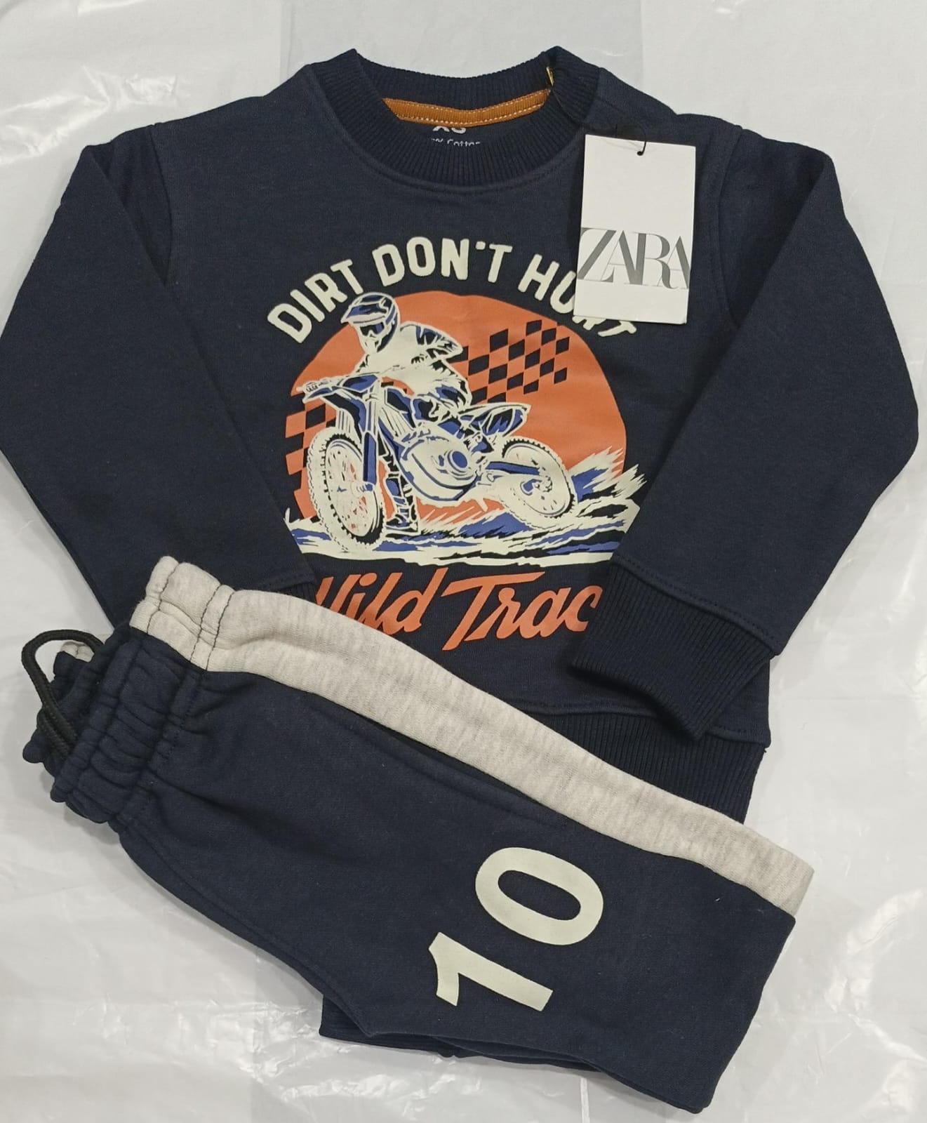 Boys' "Wild Track" Motorcycle Tracksuit Set – Navy Blue