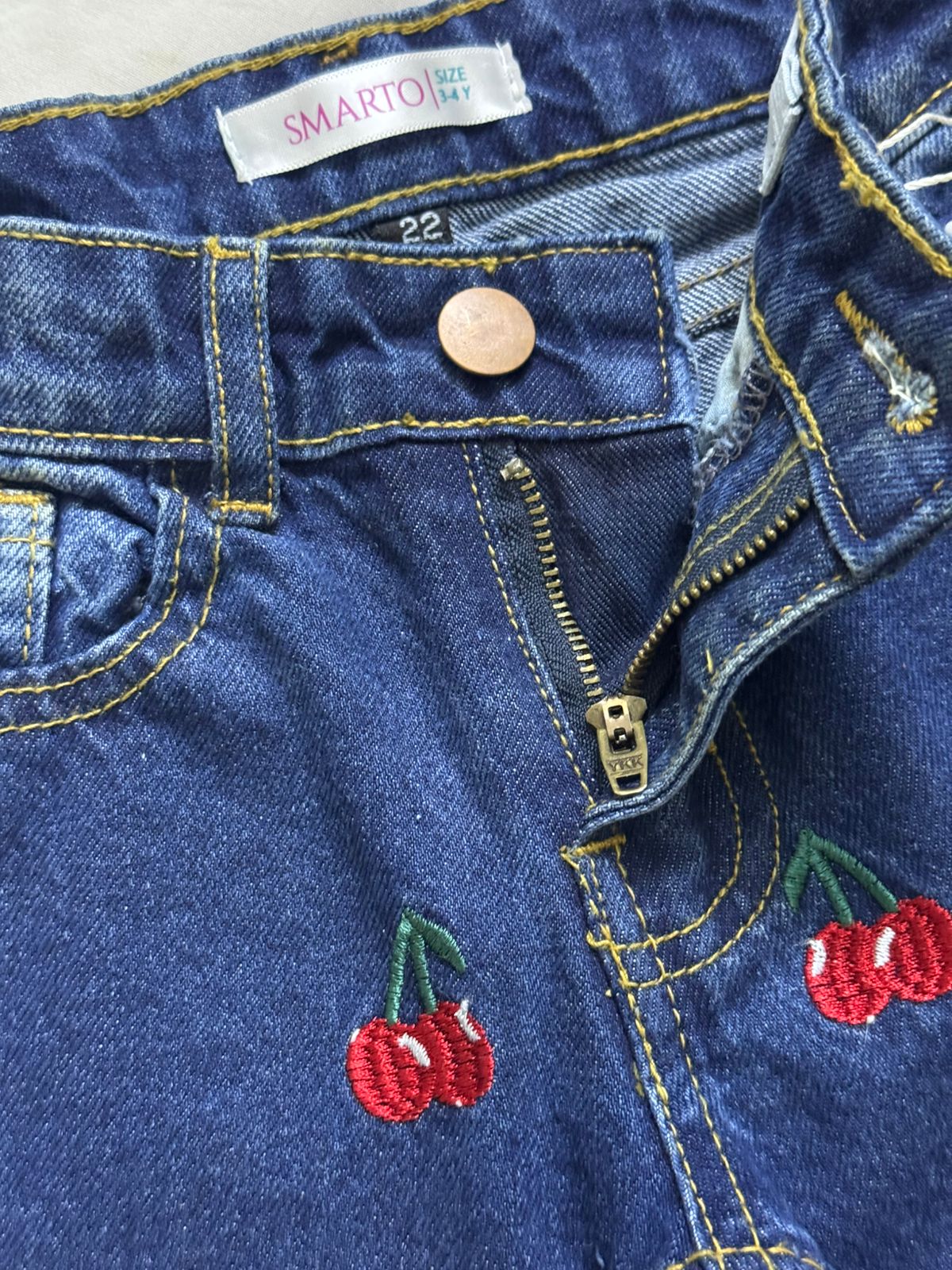 Cherry design Blue denim pant
