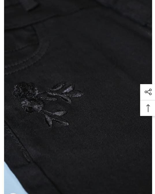 Black Denim Jeans -Embroidered