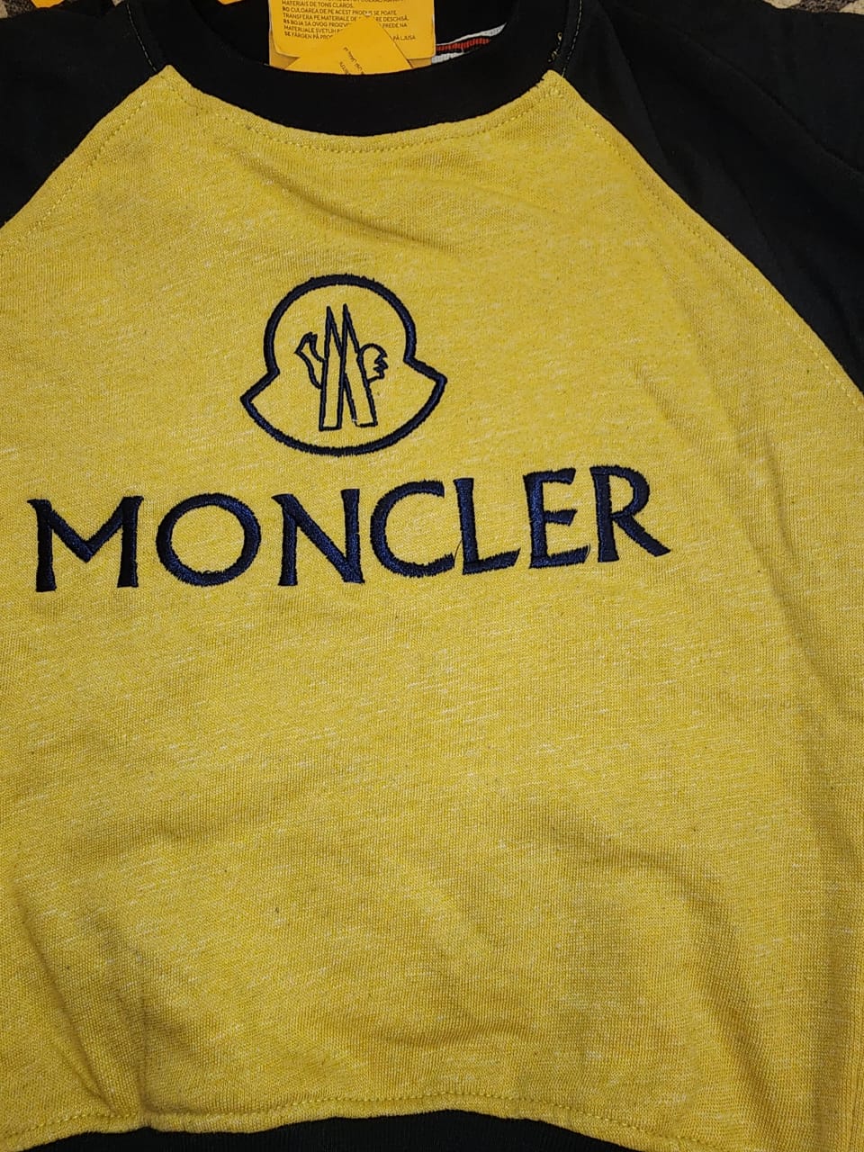 Moncler Kids Yellow & Navy Sweatshirt:
