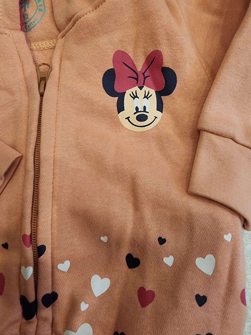 Peach zip-up hoodie:Mini Minors