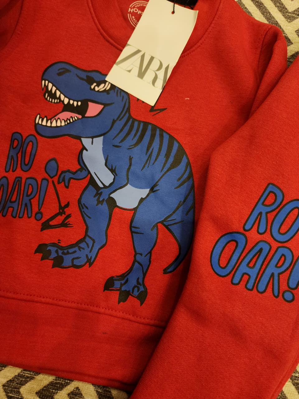 Boys' "ROAR!" Dinosaur Tracksuit Set – Red