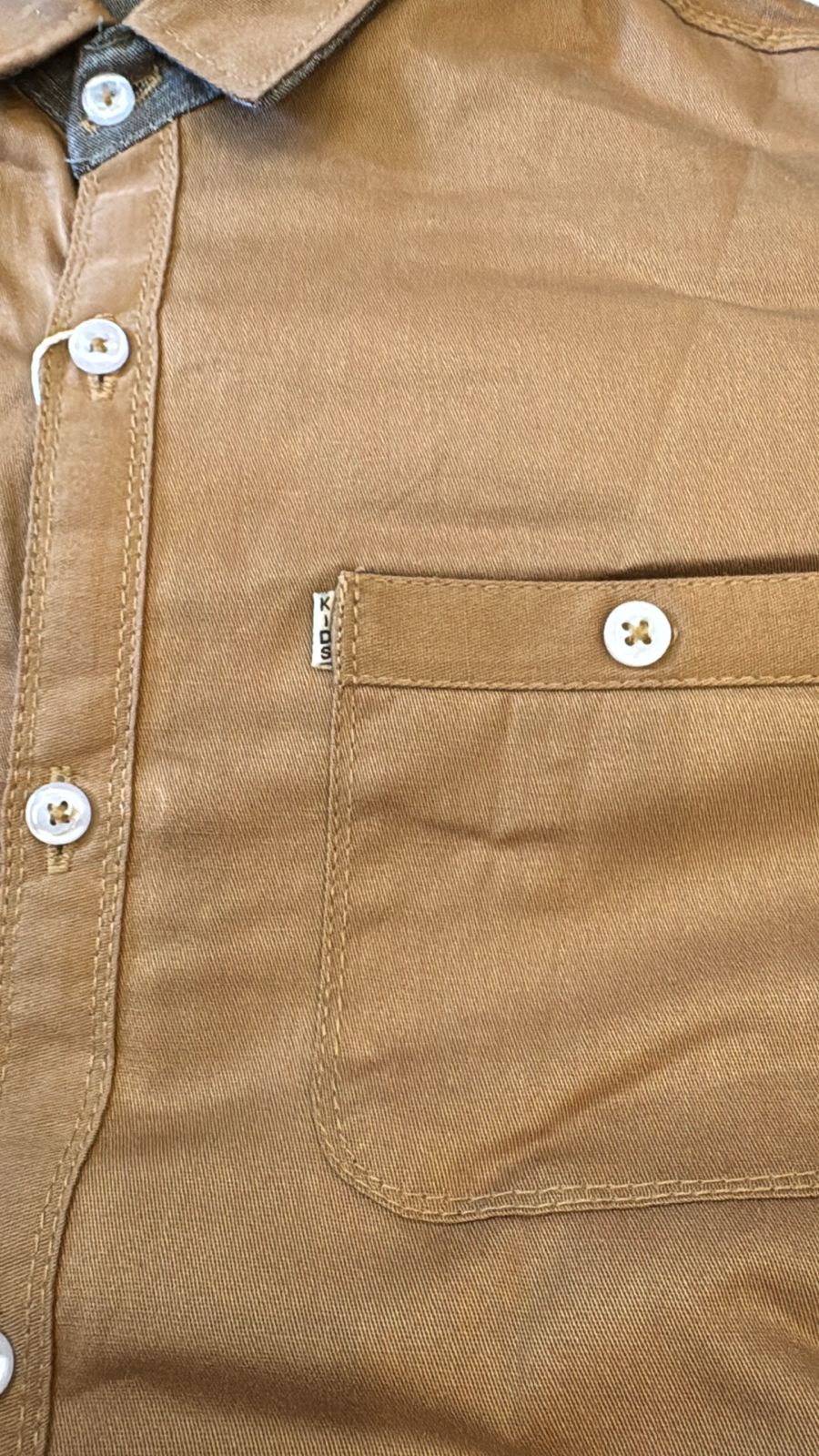 Boys Button-Down Shirt: Camel Color