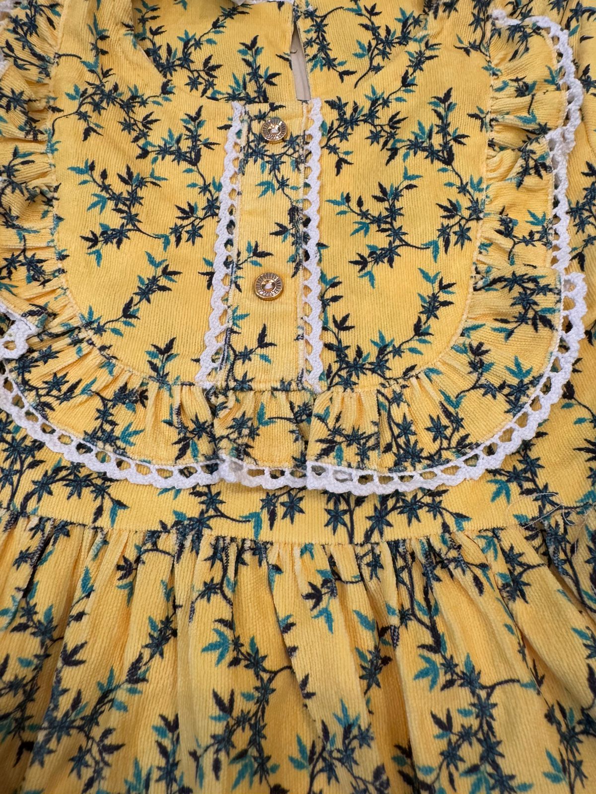 Girls' Yellow Floral Frock Top & Trouser Set