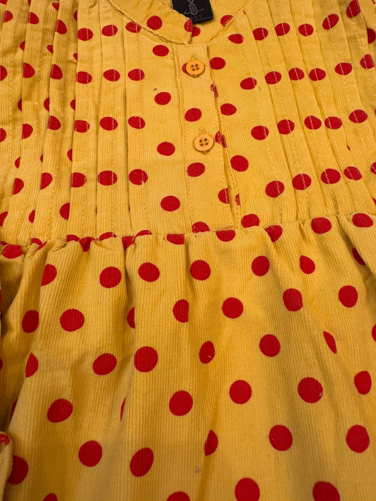 Girls' Yellow Polka Dot Top & Red Tights 2 piece Set: Katrai